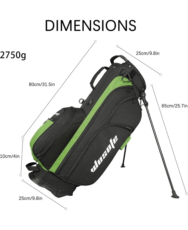 Wosofe Golf Stand Bag for Men 14 Way Divider Lightweight 7Pockets Ice Insulation Black Red Gray and Green Waterproof Denim Fabric Cooler Pouch and Rai