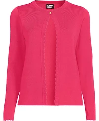 Lands' End Women's Blend Scallop Edge Fitted Cardigan Sweater - Set Top