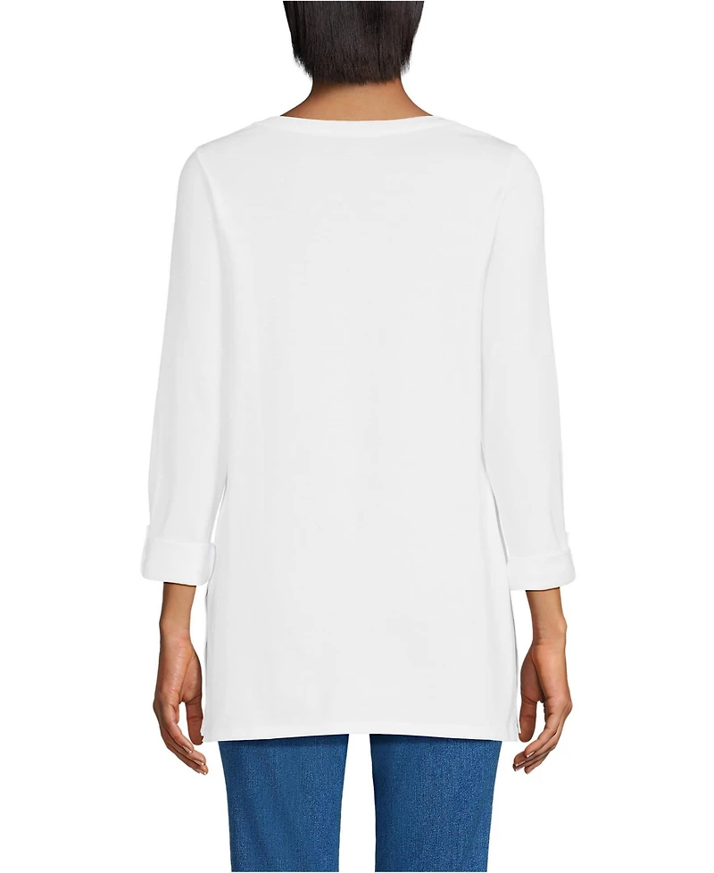 Lands' End Women's Supima Cotton Adjustable 3/4 Sleeve Boatneck Tunic