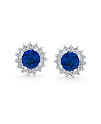Bling Jewelry 2 1 Removable Jackets Cubic Zirconia Cz Crown Halo Ear Jacket with Round Solitaire Stud Earrings .925 Sterling Silver