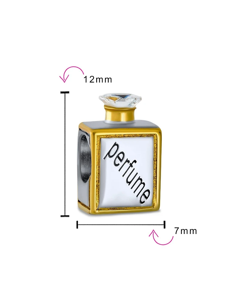 Bling Jewelry Crystal Bead Charm Two Tone 14K Gold Perfume Bottle European Bracelet