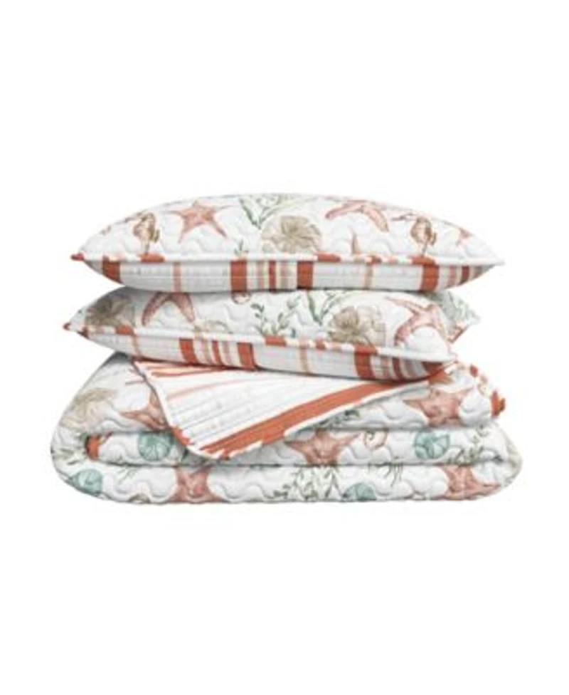 Linery Co. Watercolor Sea Life Microfiber Quilt Set With Shams