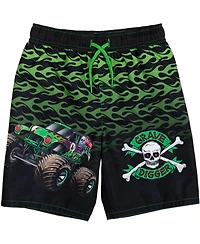 Monster Jam Boys Pullover Rash Guard and Swim Trunks Outfit Set