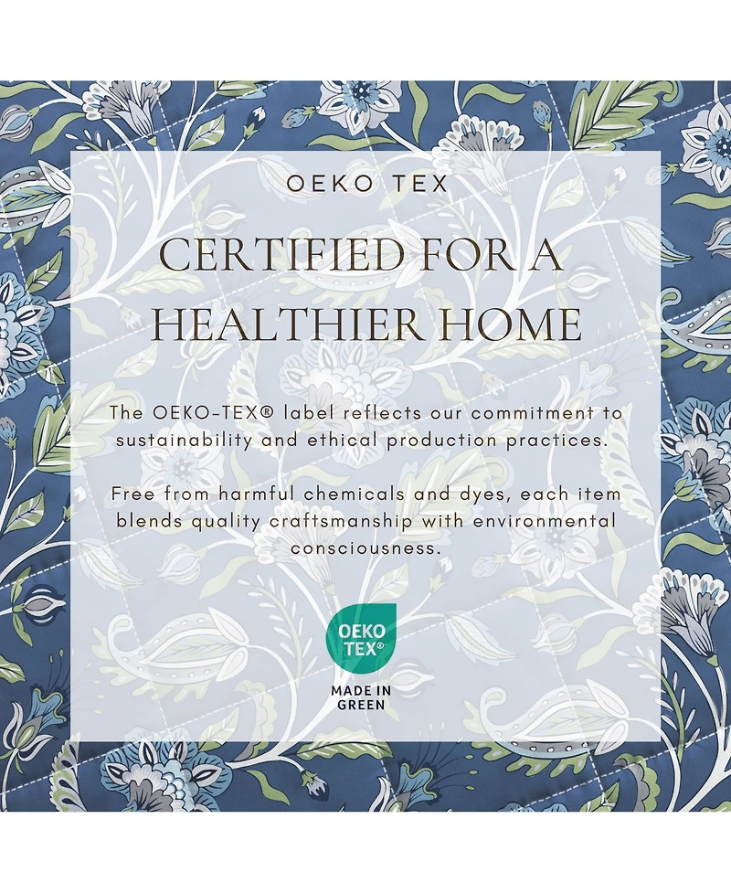 Linery & Co. Cotton Stitched Reversible Boho Floral 3 Piece Quilt and Sham Set