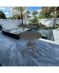 Inches Outdoor Bistro Table with Umbrella Hole Cast Aluminium Patio Dining Round Table