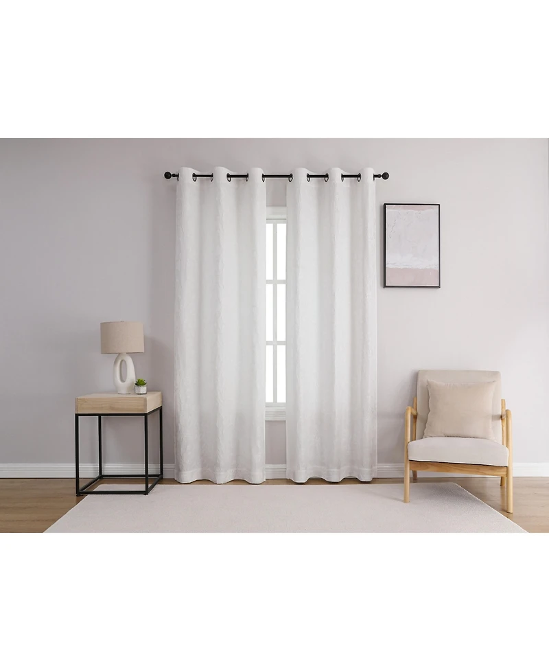 Kate Aurora 2 Piece Maxie Floral Grommet Top Window Curtain Panels - 84 in. Long