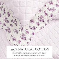 Linery & Co. Cotton Stitched Reversible Floral 3 Piece Scalloped Quilt and Sham Set