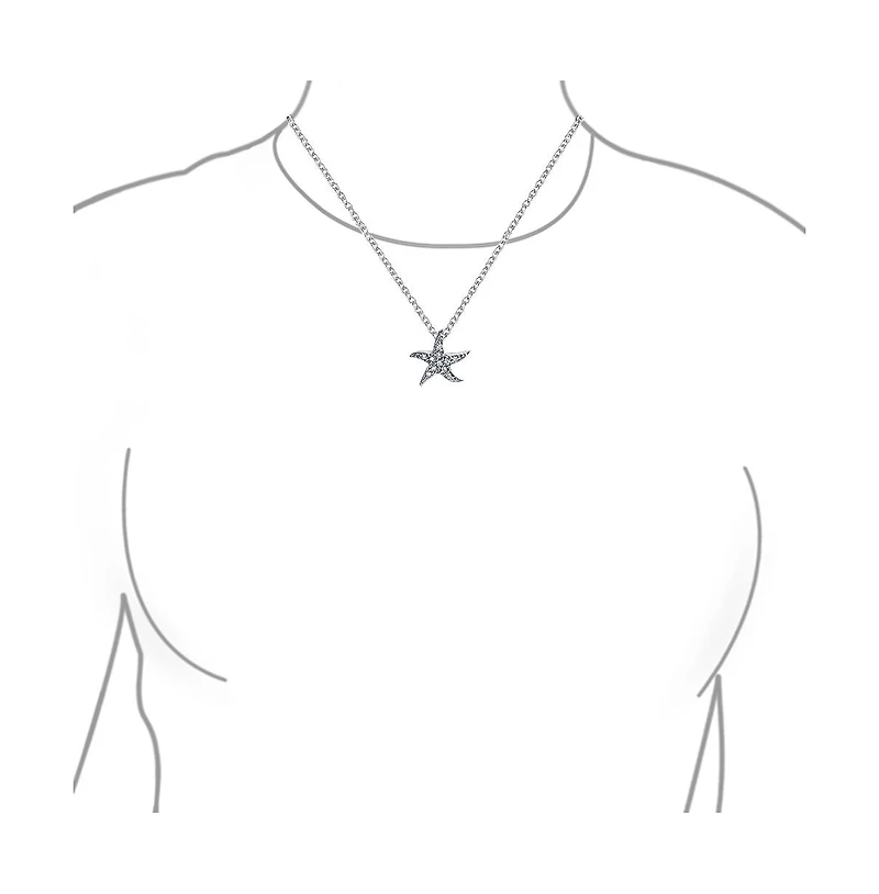 Bling Jewelry Pave Cz Starfish Pendant Necklace Sterling Silver Nautical Beach Vacation Jewelry