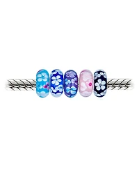 Bling Jewelry Romantic Mixed Set 5 Sterling Silver Core Murano Glass Charm Beads Bracelets