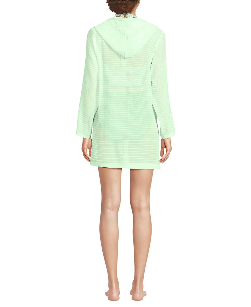 Lands' End Women's Rayon Rib Hooded Mini Cover-up Dress