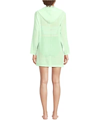 Lands' End Women's Rayon Rib Hooded Mini Cover-up Dress