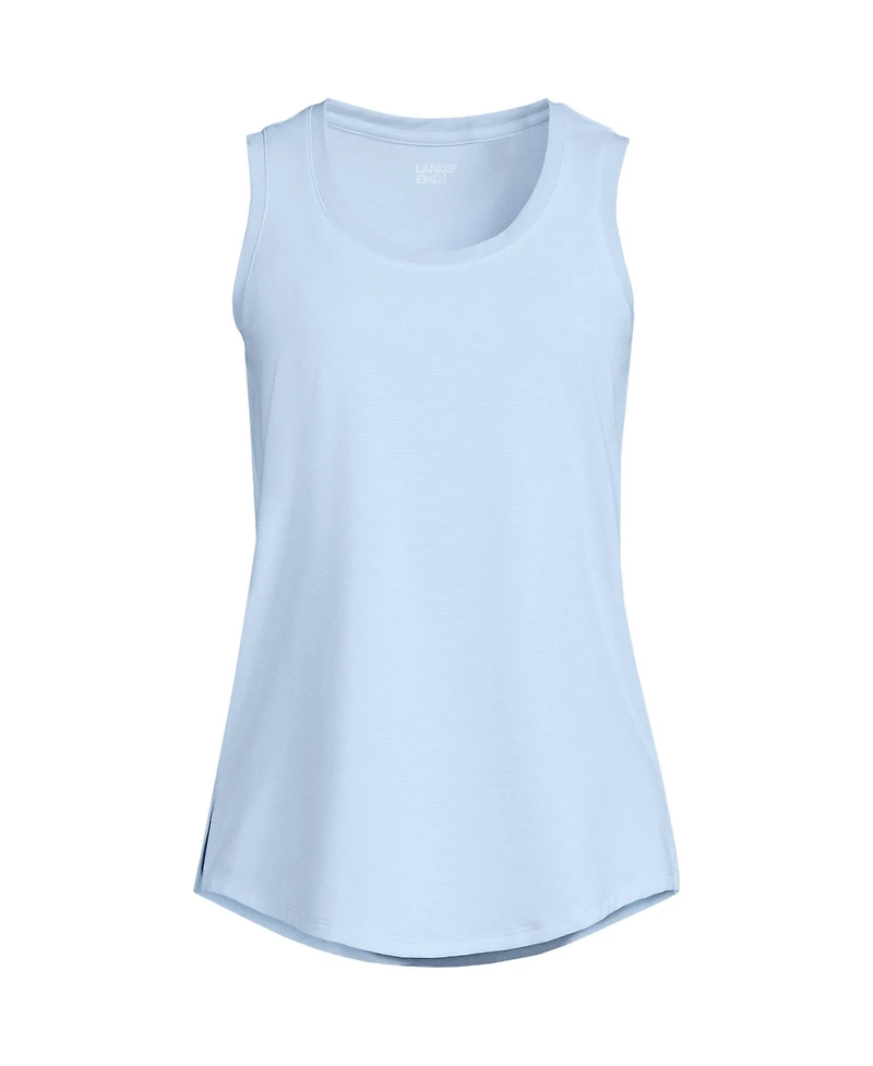 Lands' End Women's Sleeveless Power Performance Scoop Neck Curved Hem Tunic Tank