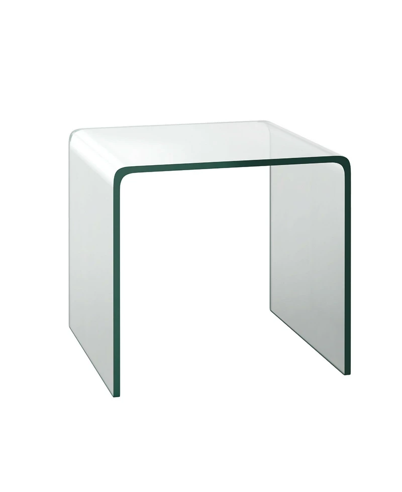 18 x 18 x 16 Inch Tempered Waterfall End Table with non-Slip Pad