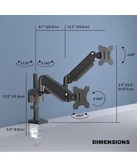 ProMounts Landscape to Portrait Double Monitor Arms for 13" to 32" Screens Holds up to 17.6 lbs