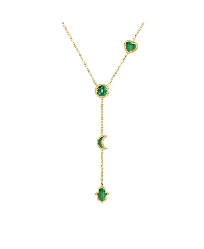 Enlightened Soul Malachite Multi-Symbol Gold Necklace