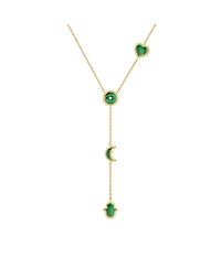 Enlightened Soul Malachite Multi-Symbol Gold Necklace