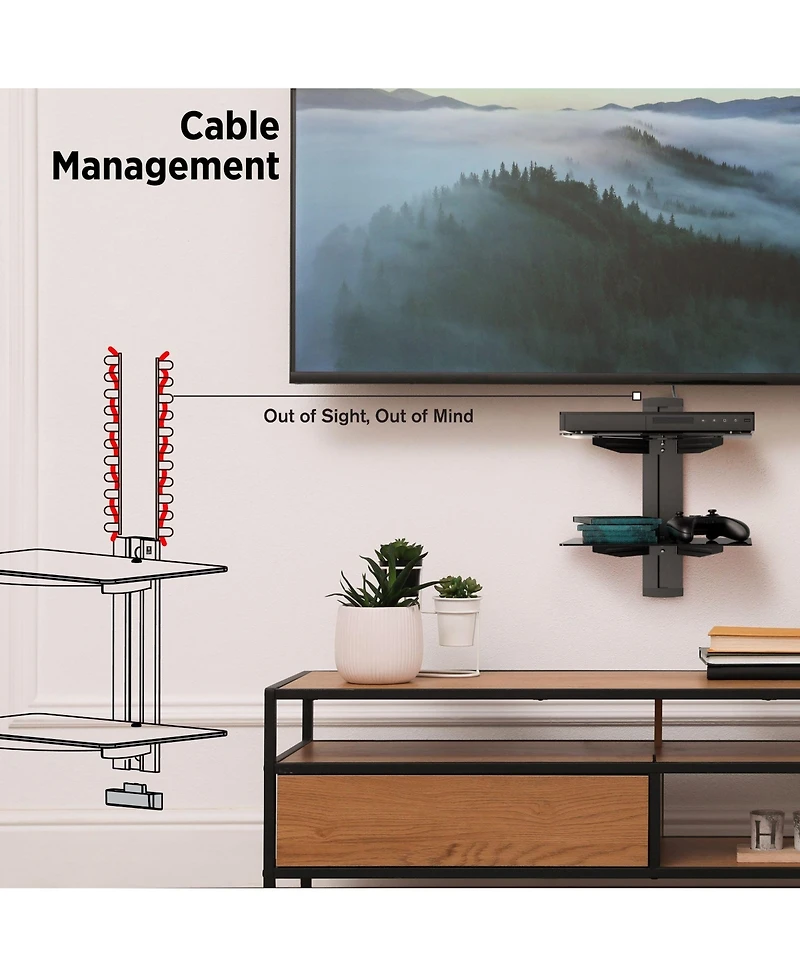 ProMounts Durable Double Glass Av Wall Shelf, Supports up to 36lbs
