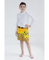 Pokemon Boys Pikachu Compression Upf 50+ Swim Trunks Bathing Suit