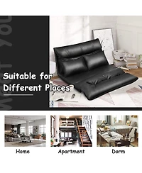 Foldable Pu Leather Leisure Floor Sofa Bed with 2 Pillows