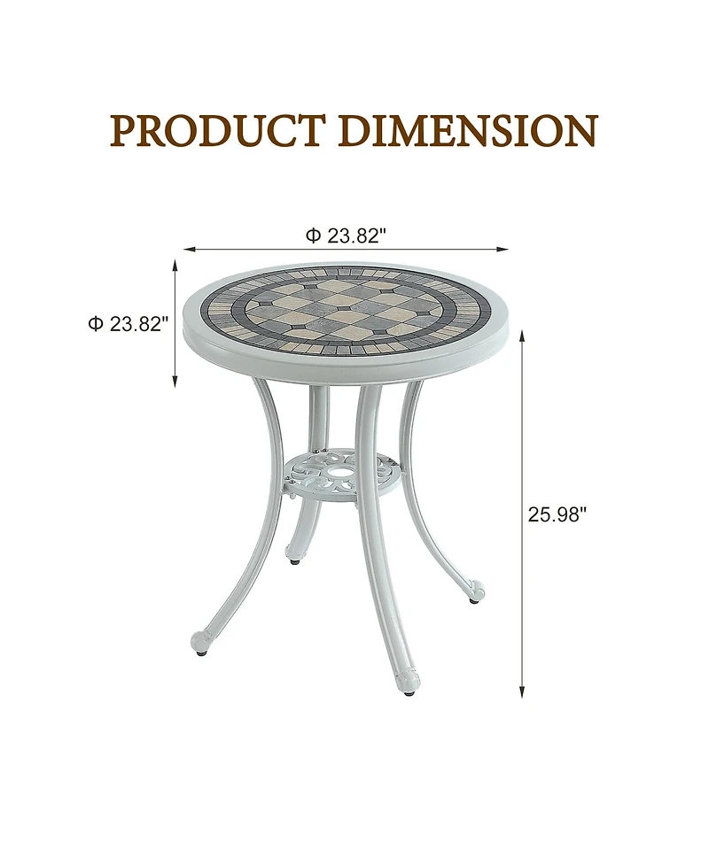 24 Inches Outdoor Bistro Table Cast Aluminium Patio Dining Table Outdoor Round Bistro Table, Bronze
