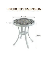 24 Inches Outdoor Bistro Table Cast Aluminium Patio Dining Table Outdoor Round Bistro Table, Bronze