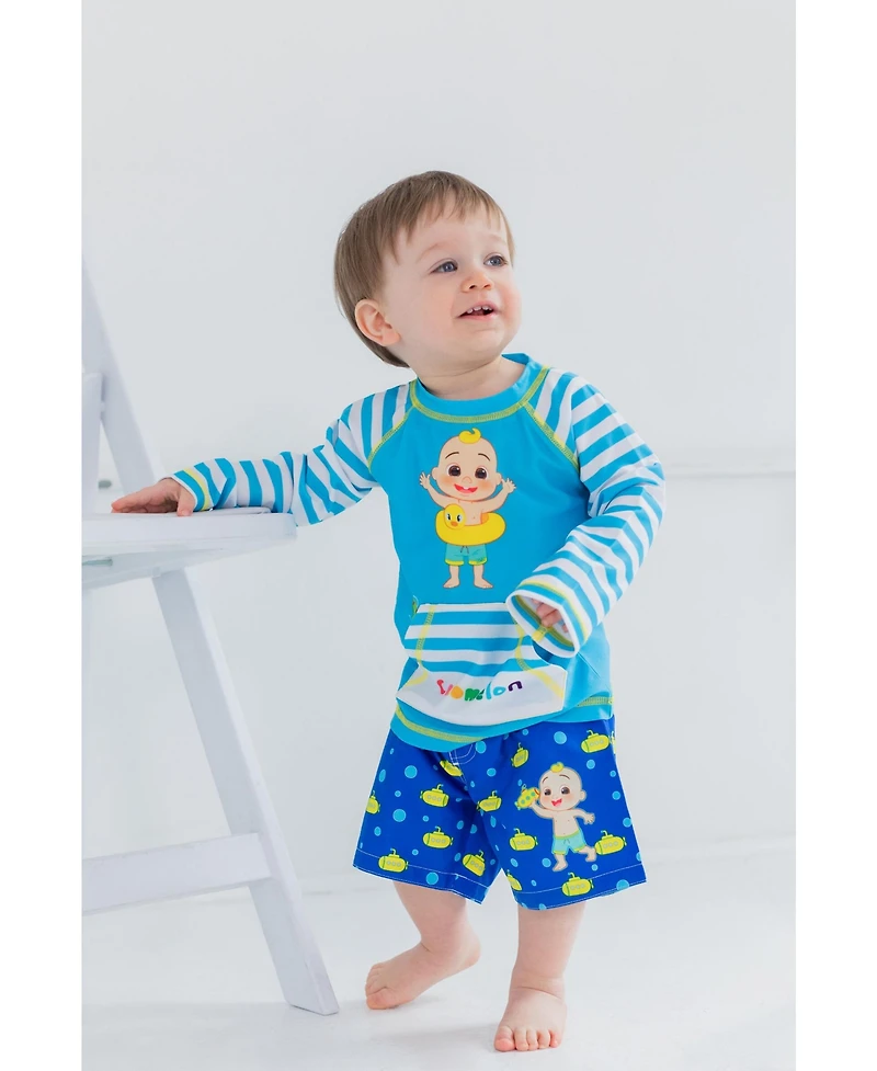 CoComelon Toddler Boys Jj Rash Guard and Swim Trunks Outfit Set