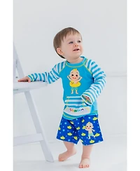 CoComelon Toddler Boys Jj Rash Guard and Swim Trunks Outfit Set