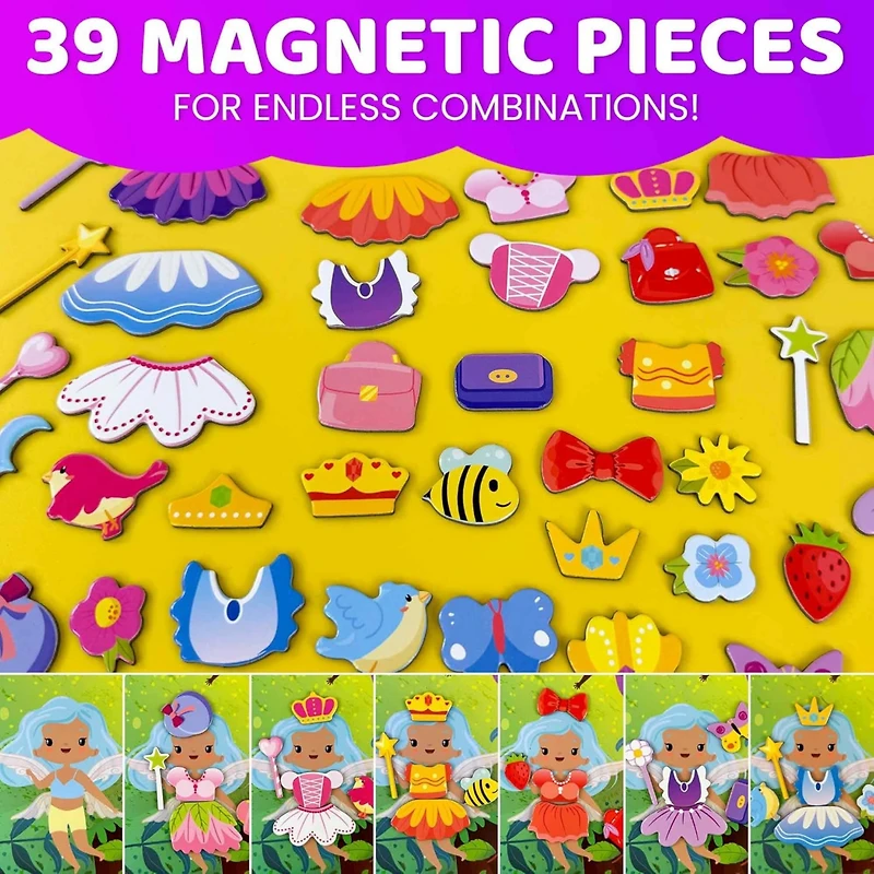 Quokka Magnetic Dress-Up Dolls for Girls Boys with 35 Magnetic Pieces for Kids 3-5