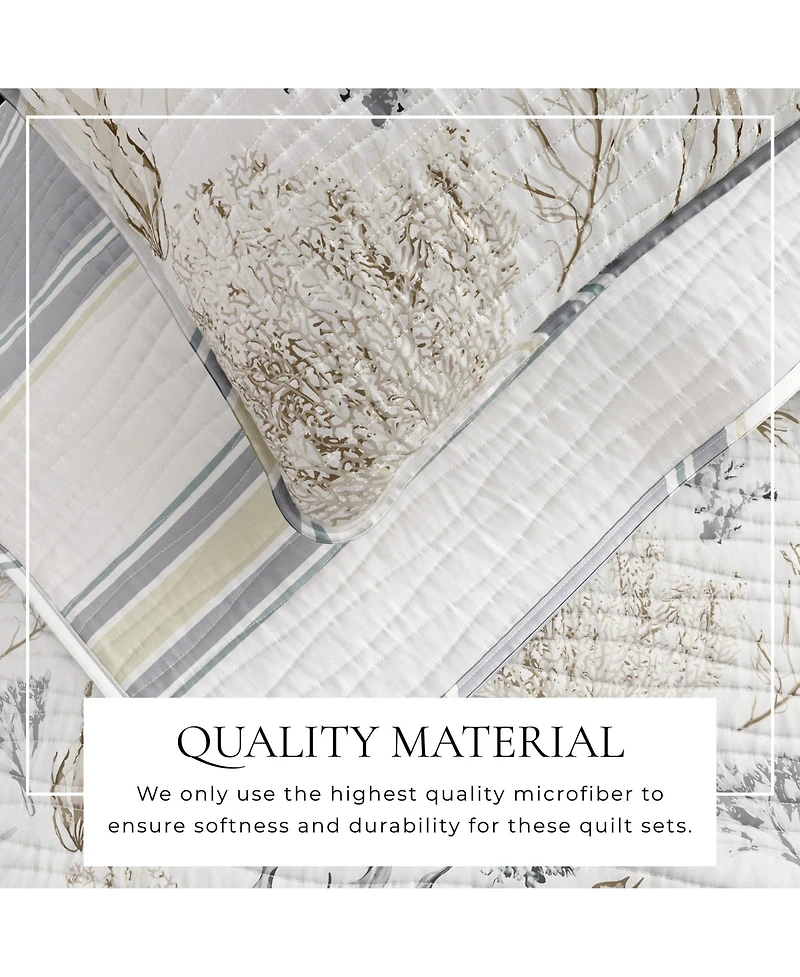 Linery & Co. Coastal Coral Stitched Quilt Set with Shams