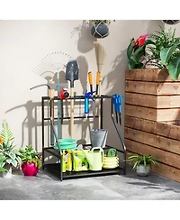 Outsunny Garden Tool Organizer for Garage, 3 Tier Yard Holder,