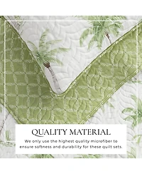 Linery & Co. 3-Piece Tropical Palm Sitched Quilt Set with Shams
