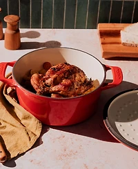 Made Enameled Cast Iron 5.5-Quarts Round Dutch Oven with Lid
