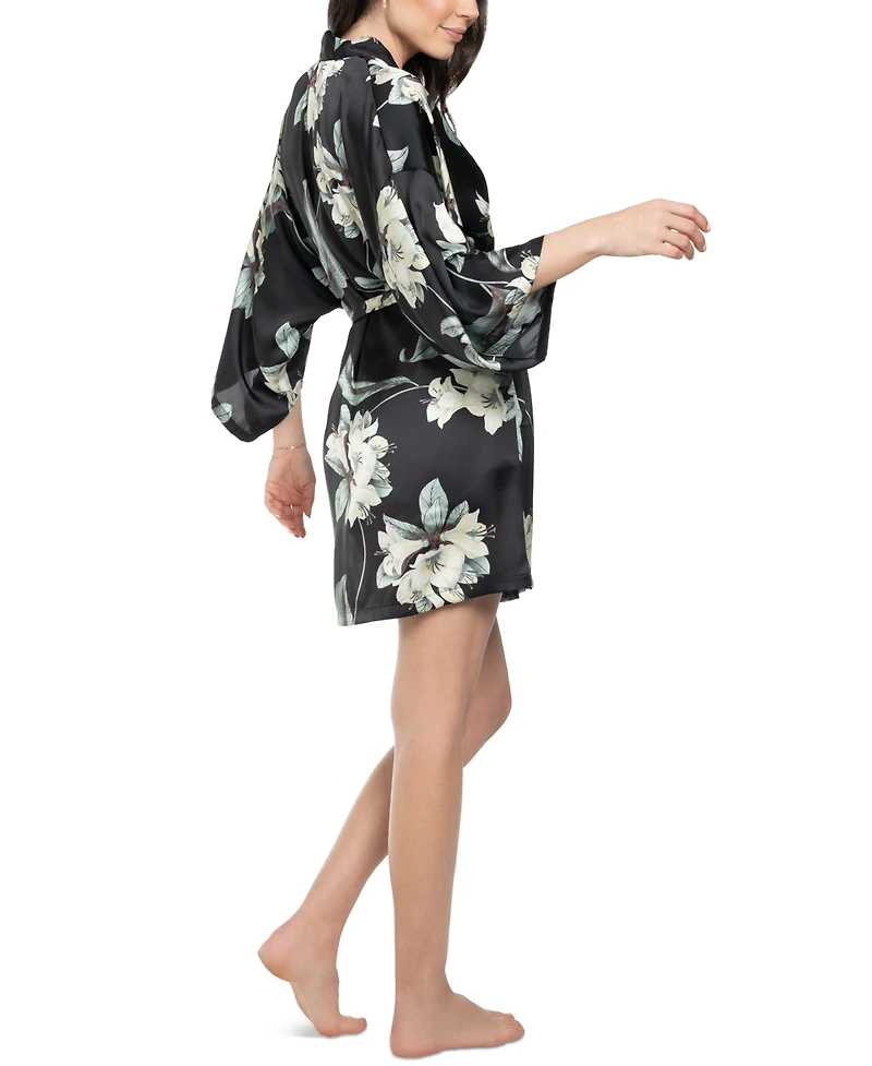 Midnight Bakery Women's Cosmica Satin Floral Wrap Robe