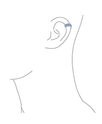 Bling Jewelry Simple Two Tone Cubic Zirconia Pave Blue Cz One or Two Row Band Ear Cuffs Wrap Cartilage Earrings .925 Sterling Silver