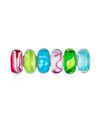 Bling Jewelry Mixed Set Sterling Silver Core Murano Glass Charm Bead European Bracelet