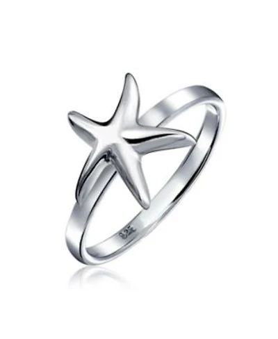 Bling Jewelry Dainty Simple Pave Cubic Zirconia Cz Nautical Tropical Beach Midi Starfish Ring .925 Sterling Silver