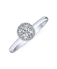 Bling Jewelry Classic Carney Yellow Emerald Green Cz Halo Round Solitaire Promise Ring .925 Sterling Silver 14K Gold Plated Cubic Zirconia Pave Side S