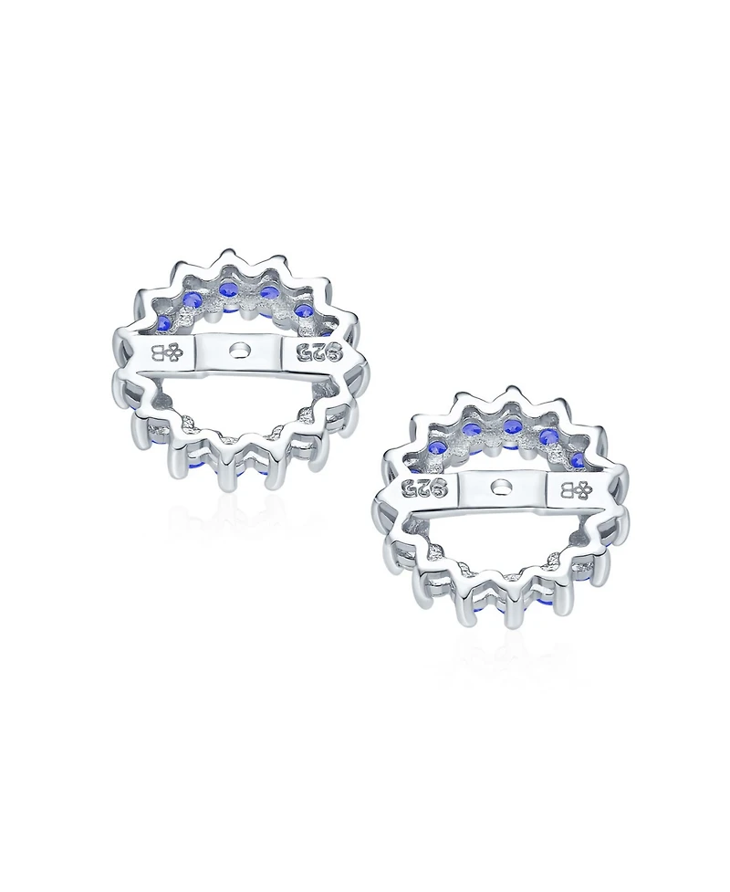 Bling Jewelry Cubic Zirconia Cz Round Removable Pave Halo Earrings Jackets Studs Jacket Only Gold Plated .925 Sterling Silver