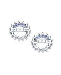 Bling Jewelry Cubic Zirconia Cz Round Removable Pave Halo Earrings Jackets Studs Jacket Only Gold Plated .925 Sterling Silver