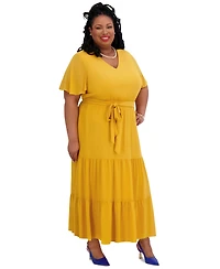 Kasper Women's V-Neck Flutter-Sleeve Maxi Dress, Regular & Plus Sizes