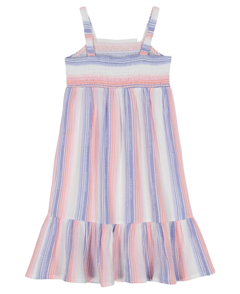 Calvin Klein Toddler and Little Girls Striped Smocked Gauze Sundress