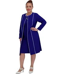 Kasper Women's Piping-Trim Long Jacket, Regular & Plus Sizes