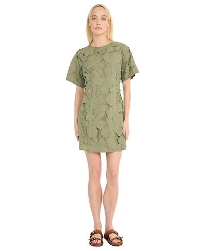 Luxely Women's Embroidered Cutout Short-Sleeve Cotton Mini Dress