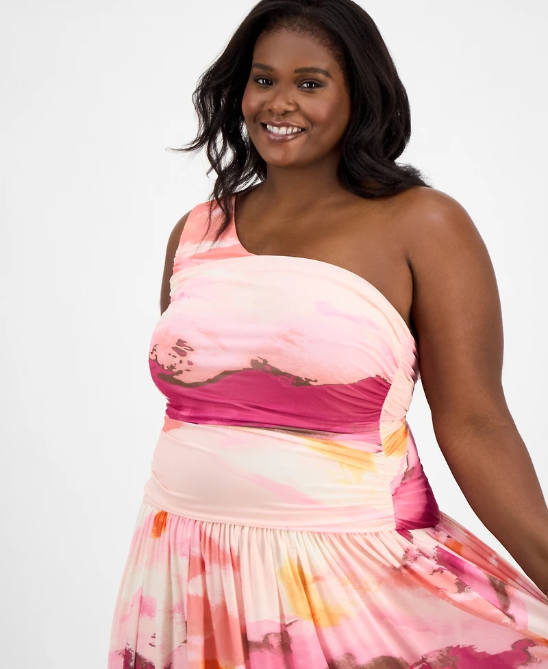 Bar Iii Trendy Plus Asymmetrical One-Shoulder Dress, Exclusively at Macy's