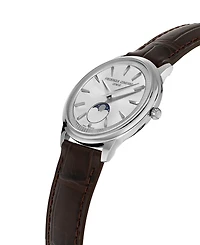 Frederique Constant Men's Swiss Moneta Moonphase Brown Leather Strap Watch 37mm
