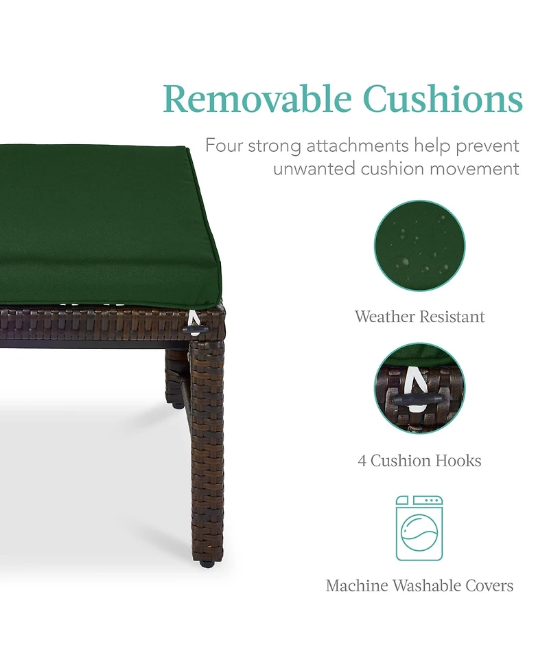 Best Choice Products Set of 2 Multipurpose Patio Wicker Ottomans w/ Removable Cushions