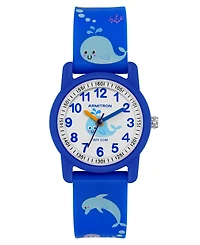 Armitron Kid's Quartz Playtime Blue and White Whales Watch, 30mm