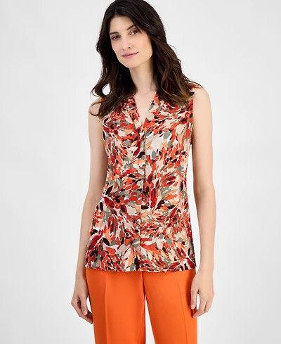 Kasper Women's Floral-Print Hidden-Placket Blouse, Regular & Petite Sizes