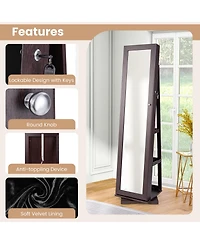 360° Rotatable 2-in-1 Lockable Jewelry Cabinet with Full-Length Mirror