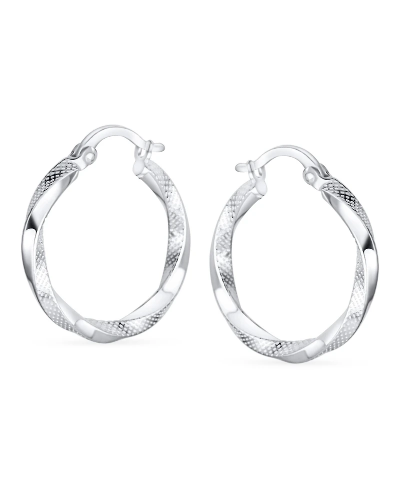 Bling Jewelry Timeless Slender Wire Rope Hoop Huggie Earrings Sterling Silver 1 Inch Diameter